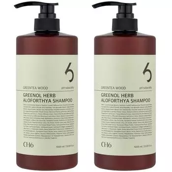 CH6 Greenol Herb Allophosia Шампунь с ароматом зеленого чая и дерева, 1 л, 2 шт.