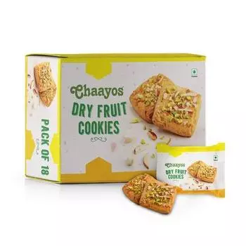 Chaayos Chai Time Snacks - Премиальное сухофруктовое печенье | С начинкой из кешью, миндаля и фисташек | 450 г (18 упаковок)