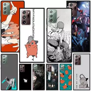 Chainsaw Man Cute Case for Samsung Galaxy Note 20 Ultra 10 Lite 9 8 A53 A52 A12 S22 S21 FE S20 Plus Silicone Black Phone Cover Samsung Note 20