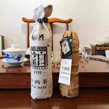 Чай Baishaxi Shi Liang Cha Hua Juan Hei Cha черный в бамбуковой корзине 362,5г