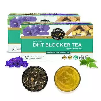 Чай TEACURRY DHT Blocker (Упаковка на 2 месяца | 60 чайных пакетиков) - Способствует росту, блеску, восстановлению и укреплению волос