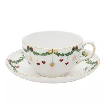 Чайная чашка-блюдце Royal Copenhagen Star Fluted Christmas Collection 300 мл 2503086 2503086 и [Товар] белый