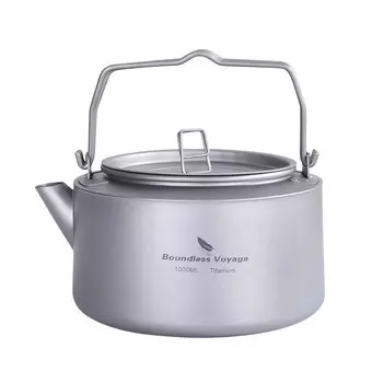 Чайник Boundless Voyage Titanium Kettle Чайник объемом 1 л, полностью изготовленный из титана, подходит для костра, походного оборудования, чайник из титана