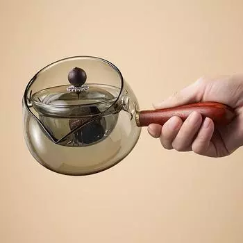 Чайник для китайской чайной церемонии, маленький, зеленый, оранжевый, заварочный чайник, китайский чайный сервиз в стиле кунг-фу, стеклянный чайник с боковой ручкой