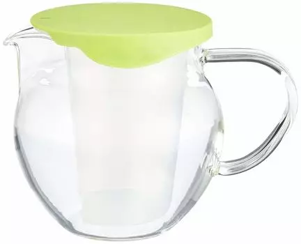 Чайник HARIO Tea Flatty Практичный, емкость 450 мл, термостойкий стеклянный чайник, зеленый, CHF-45GG