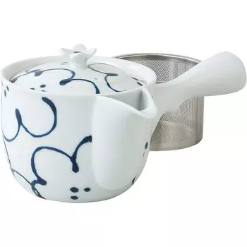 Чайник Hasami ware Sparrow mouth с цветочным узором из нержавеющей стали 73457 (с ситечком) белый