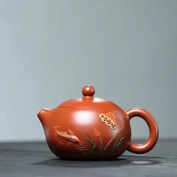 Чайник ручной работы из фиолетового песка, расписанный вручную керамический лотосовый пруд, чайник Xishi, чайный сервиз Kung Fu