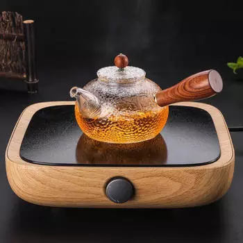 Чайник с деревянной ручкой, офисная посуда, 10 унций, с фильтром, носиком, портативный креативный чайник для дома