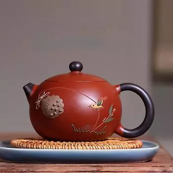 Чайник Yixing Purple Sand ручной работы из киновари, двухцветный чайник Xishi, керамический чайный сервиз Kung Fu