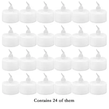 Чайные свечи LED 24-Pack беспламенные чайные свечи батарейные свечи мерцающие электрические чайные свечи для украшения, праздника, годовщины One Size белый