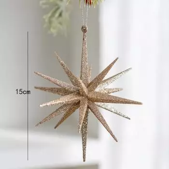 Champagne White Exploding Star Ornament Plastic XMAS Ornaments Hanging Christmas Decoration Champagne-L