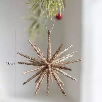 Champagne White Exploding Star Ornament Plastic XMAS Ornaments Hanging Christmas Decoration Champagne-S