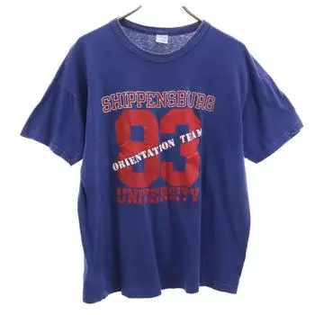 Champion 70-е годы Винтаж Сделано в США бирка Bartag поздняя модель Футболка с коротким рукавом одинарной строчкой с логотипом колледжа Мужская Подержанная