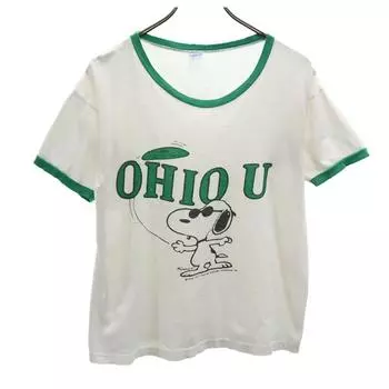 Champion 70-х годов Bartag Snoopy College Ringer Сделано в США Футболка с коротким рукавом Мужская Б/у