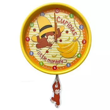 Character Curious George Premium Swing Wall Clock Approx. 45cm