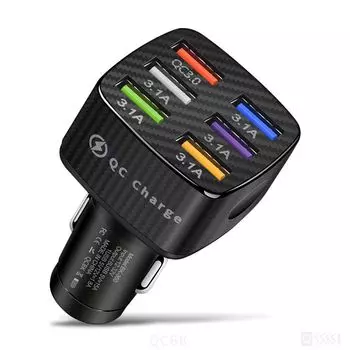 Charger 6 Port Wireless Quick Charge USB Charger Interior Accessories Car Charger Car Accessories белый