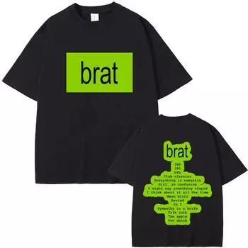 Charli xcx Brat Merch Футболки женские унисекс модные повседневные футболки с коротким рукавом унисекс фанатская одежда уличная одежда винтажная уличная одежда топы L