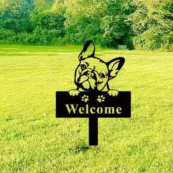 Charming Garden Metal Decoration: Bulldog Art Deco Garden Stake. Durable Metal, a Memorial Marker, Great Gift for Pet Lovers