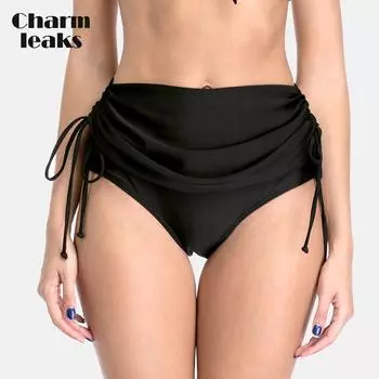 Charmleaks Женщины Бикини Низ Женские Плавки Сплошной цвет Купальники Трусы Плавание S чёрный