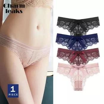 Charmleaks женские кружевные трусики-стринги прозрачные стринги сексуальные с большим галстуком-бабочкой милые трусики S-XL 1 шт.
