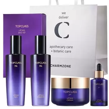Набор Charmzone Top Class Lifting Duo 4 типа (кожа + эмульсия + ампула + крем) + Шоппинг-пакет Charmzone