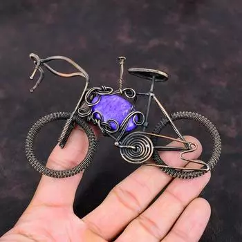 Charoite Pendant Copper Wire Wrapped Jewelry Handmade Cycle Pendant Gemstone Pendant Antique Jewelry Copper Wire Wrap Pendant Gift For Women