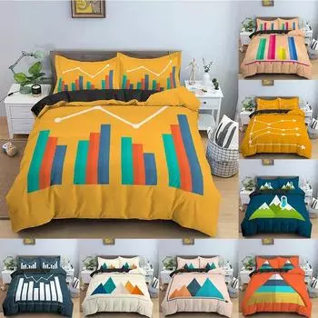 Chart Pattern Duvet Cover Set Creative Comforter Cover Full Queen King Size Bedding Set With Pillowcase Bedclothes EU Single 135x200cm