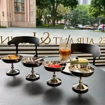 Чашка для десерта из нержавеющей стали, многофункциональная чашка для мороженого, салатница высокой красоты