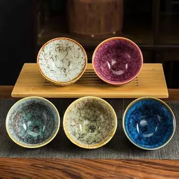 Чашка для смены печи Five Elements, металл, дерево, вода, огонь и земля, большой набор для чая, китайская керамическая чашка для чая в стиле кунг-фу 120ml