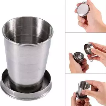 Чашка для воды для путешествий на открытом воздухе, портативная чашка, креативная телескопическая чашка, складная чашка из нержавеющей стали 304, компрессионная чашка для путешествий, водонепроницаемая