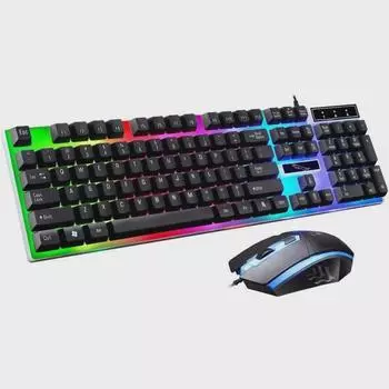 Chasing Light Leopard G21 проводная USB клавиатура с подсветкой и мышью с механическим ощущением keyboard and mouse set белый