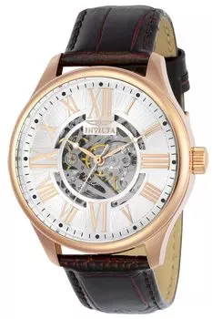 Часы 22569 Vintage Automatic 45 мм Корпус Коричневый Кожаный Ремешок Серебряный Циферблат 22569 Коричневый [Invicta] Мужские [Товар]