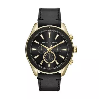 Часы Armani Exchange AX1818 из нержавеющей стали с аналоговым кварцевым механизмом и ремешком из телячьей кожи, черные мужские
