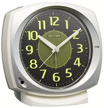 Часы-будильник RHYTHM аналоговые Coleman 657 с концентрирующим циферблатом и непрерывной секундной стрелкой, электронный звуковой будильник, серебристый RHYTHM 8RE657SR19