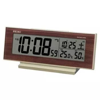 Часы-будильник Seiko, настольные часы, натуральные, всегда включенные, светло-золотистое дерево, текстура xx SQ788B 03, перламутровый/частичный 8,3 20,6 5,0 см