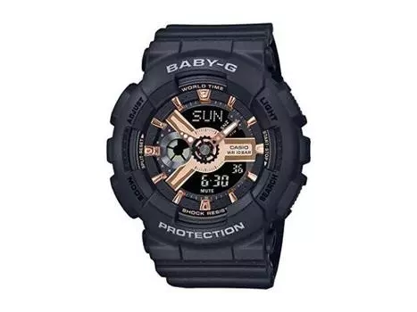 Часы CASIO BABY-G BA-110XRG-1AJF женские черные с мировым временем и секундомером со светодиодной подсветкой