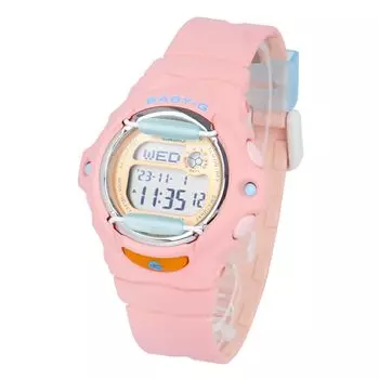 Часы CASIO BASIC женские цифровые из смолы, нержавеющей стали, кораллово-розового, оранжевого цвета, Baby-G BG-169PB-4 [Товар]