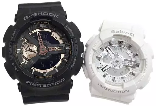 Часы Casio CASIO G-SHOCK и BABY-G пара часов Пара G-Shock для влюбленных Оригинальный парный футляр в комплекте Парные часы G-SHOCK и BABY-G Черный Белый GA-110RG-1AJF