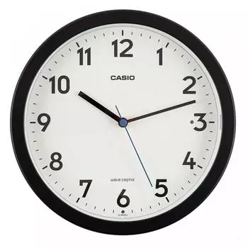 Часы Casio Casio с застежкой, радиоуправляемые, черные, аналоговые, с автоматической подсветкой, ночной режим, стоп-сигнал