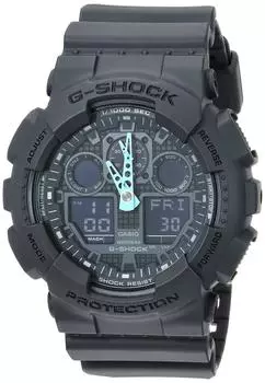 Часы Casio Часы Casio мужские G-Shock аналогово-цифровые мужские GA-100C-8ACR, серые/неоново-синие()