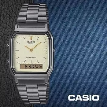 Часы CASIO Dual Time модные электронные металлические для пары AQ-230GG-9D
