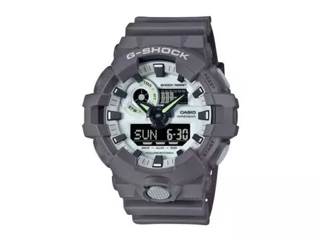 Часы CASIO G-SHOCK GA-700HD-8AJF серии HIDDEN GLOW, серый светящийся циферблат, 53,4 мм