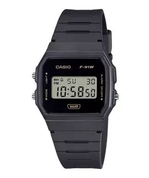 Часы Casio POP Digital Gray Bio Based Resina с кварцевым ремешком F-91WB-8A унисекс чёрный