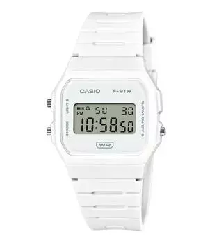 Часы Casio Pop Digital с ремешком из био-белой смолы, кварцевые, F-91WB-7A 100M, унисекс серый