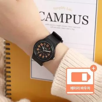 Часы Casio Round Common Black Orange Test с уретановыми часами + пакет билетов на замену батареи
