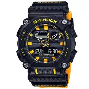 Часы CASIO с дисплеем из японского кварца и синтетическим каучуковым ремешком, мужские, аналогово-цифровые, GA-900A-1A9ER