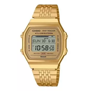 Часы Casio Vintage Digital Smartphone Link из нержавеющей стали золотистого тона, кварцевые, ABL-100WEG-9A, унисекс золотой