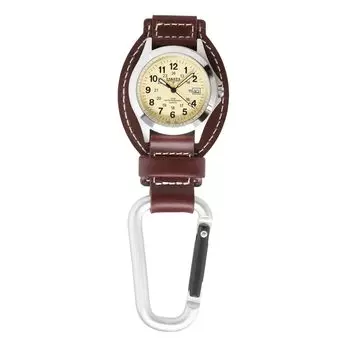 Часы Dakota Leather Field Clip с кожаным ремешком, легкие наручные часы унисекс, подарочные часы для активного отдыха, рыбалки, гольфа, часы с карабином. коричневый