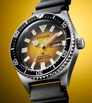 Часы для дайвинга CITIZEN Promaster Automatic с желтым циферблатом SS 200M NY0120-01X