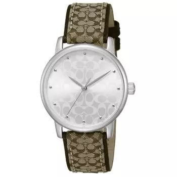 Часы GRAND Grand Silver Dial Stainless Steel Quartz 28MM Watch 14503405 Brown [Coach] Canvas/Leather Womens [Товар] коричневый